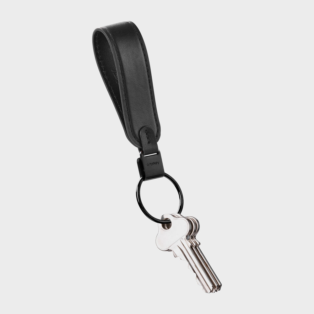 pskaufmanfootwear Black Leather Logo Ball Chain Keyring