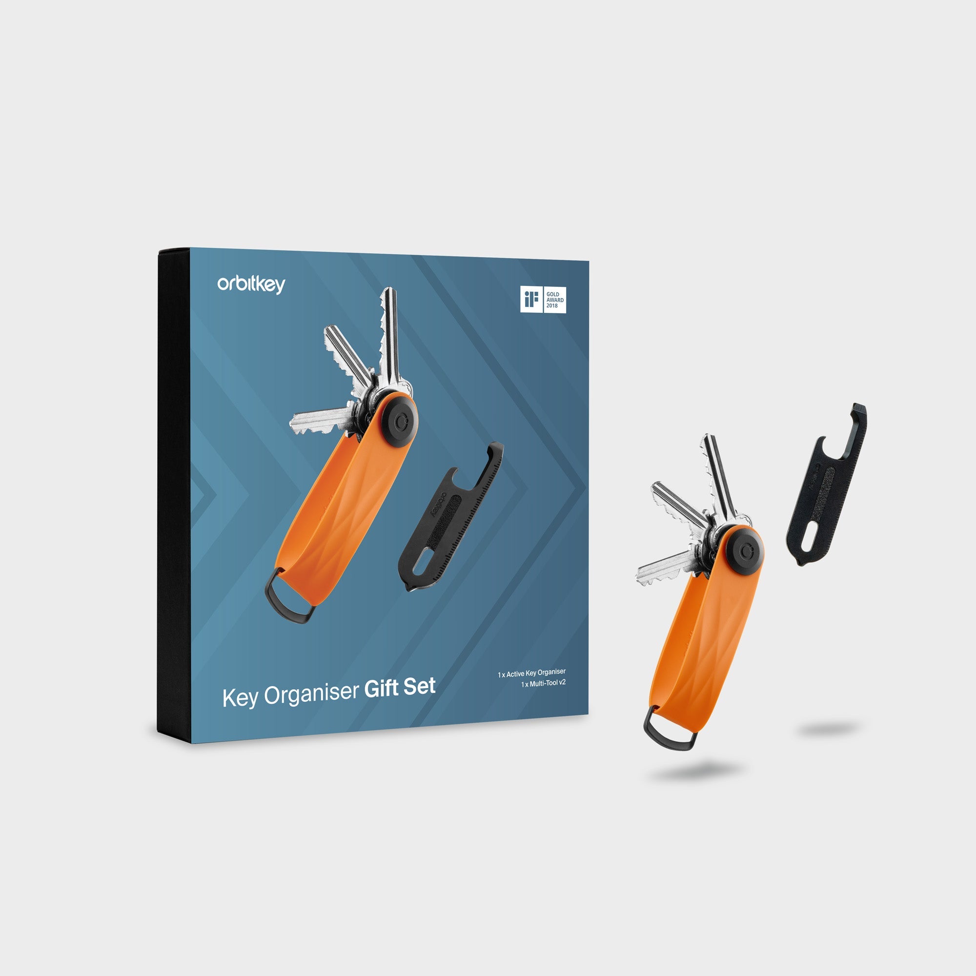 Orbitkey Key Organizer Active + Multi-Tool v2 Set Tangerine