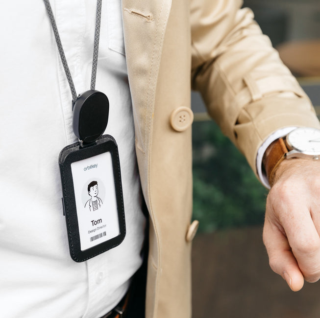 Orbitkey - ID Card Holder Pro With Lanyard Stone Orbitkey - ID Card Holder Pro With Lanyard Stone